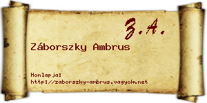 Záborszky Ambrus névjegykártya